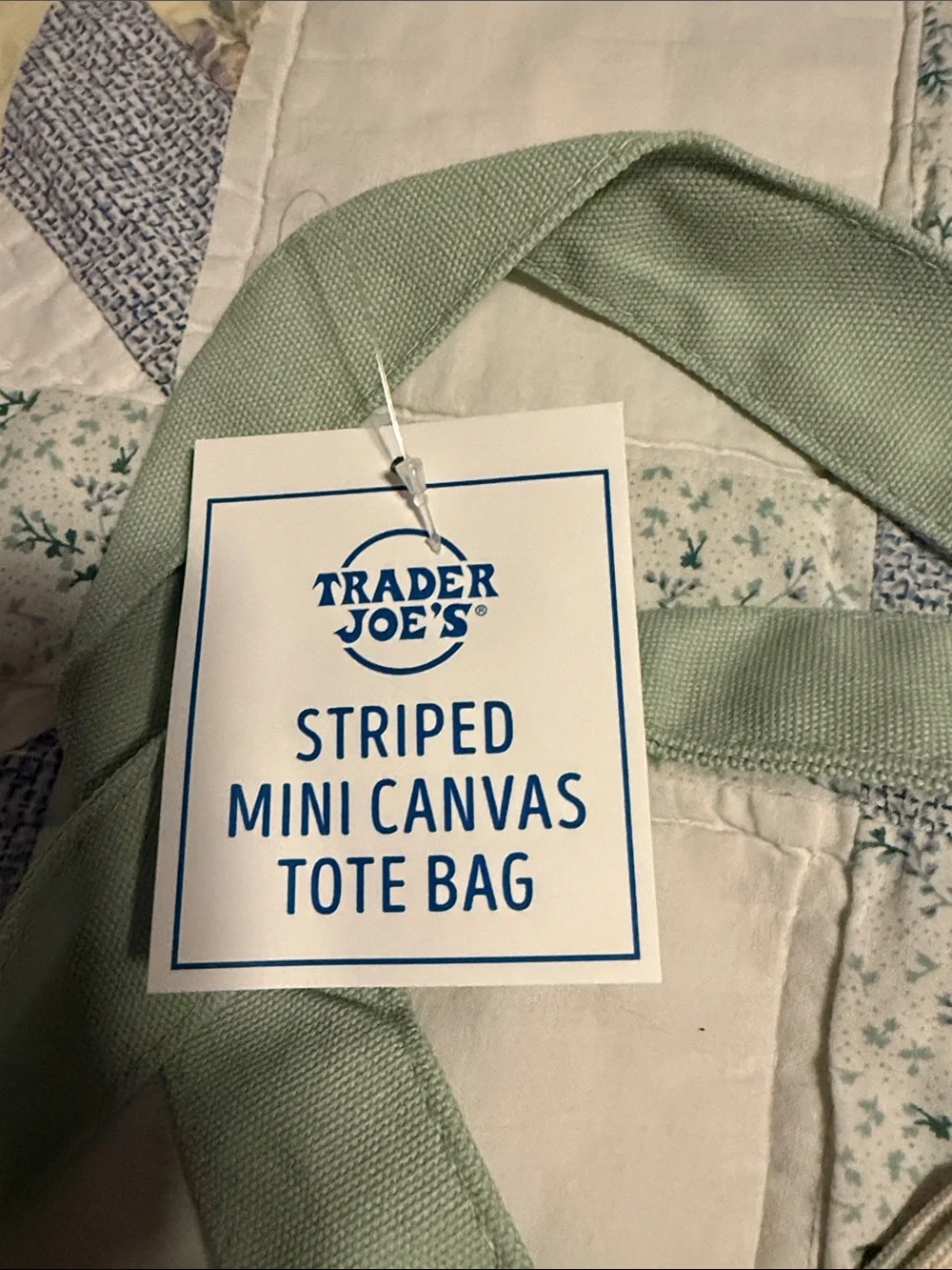 Trader Joe's Mint Green Stripe Canvas Tote